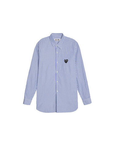 [명품] 꼼데가르송 26SS 여성 블랙 하트 스트라이프 셔츠 블루 AX B018 051 1