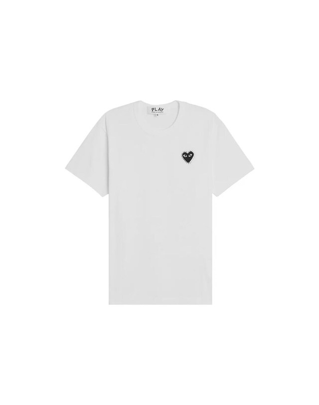 꼼데가르송 [명품] 꼼데가르송 26SS 여성 블랙 하트 비즈 로고 티셔츠 화이트 AX T801 051 1 착용컷