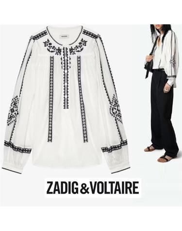 쟈딕앤볼테르 TIGY 코튼 KOZAK자수 오버사이즈 블라우스 WWSH00498WHITE