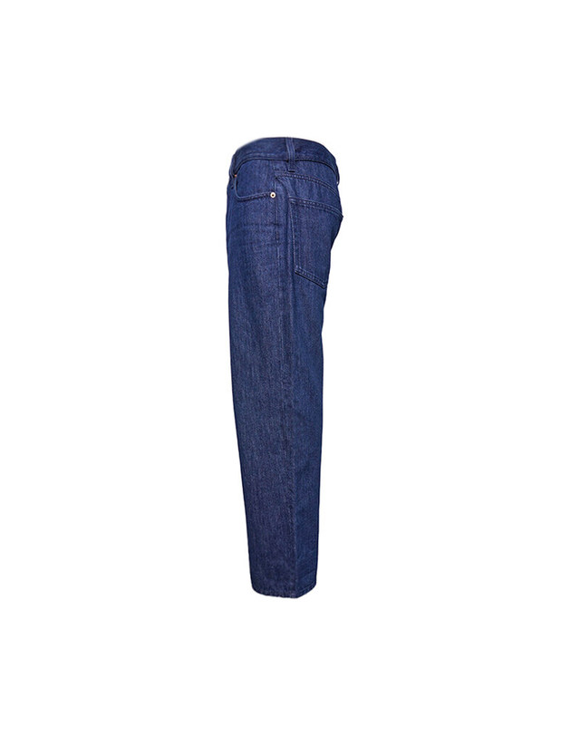 구찌 [중고명품] 구찌 30inch 블루 데님 백 로고 여성 청바지 착용컷
