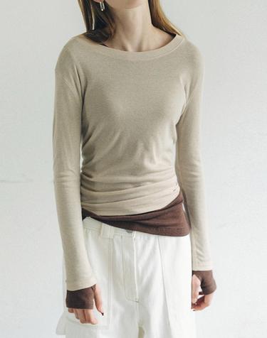 [MOMEN] Layering T- shirts - Beige_XMBAL3F911134
