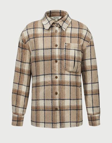 [MOMEN] Wool Check Shirt Jacket - Brown_XMCNL3ZA21125