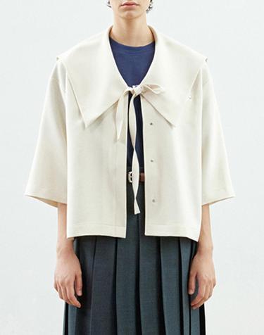 [MOMEN] Sailor Collar Shirt Jacket - Ivory_XMTNLYFA41102