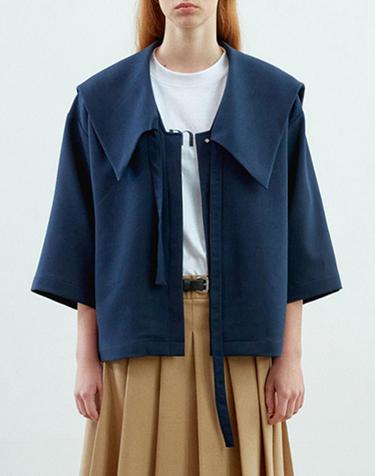 [MOMEN] Sailor Collar Shirt Jacket - Navy_XMTNLYFA41156