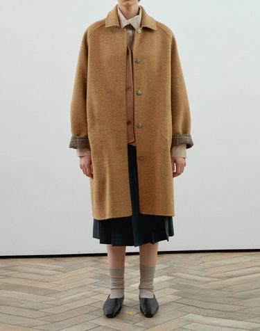 [MOMEN] Vintage Check Reversible Coat - Camel _XMPELYWB31135