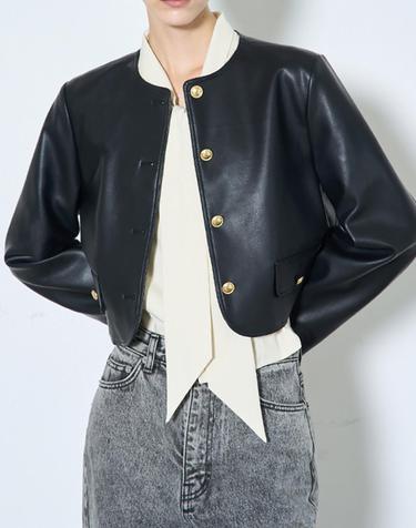 [MOMEN] Claire Vegan Leather Jacket- Black_XMTFU3FA11106