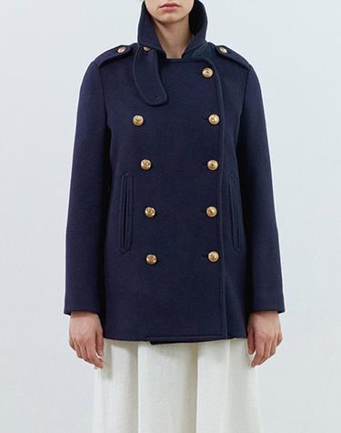 [MOMEN] Vintage Button Pea Coat - Navy_XMPESYWC21156