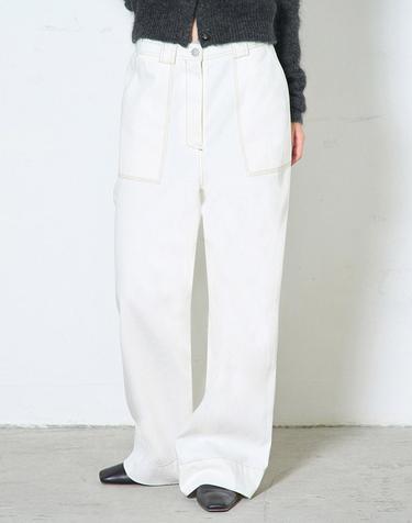 [MOMEN] Outstitch Semi Wide Pants - Cream_XMTDL3FA11131