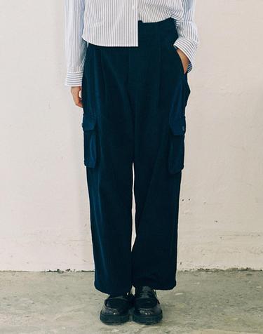 [MOMEN] Corduroy Cargo Pants - Navy_XMTDLYZB11156