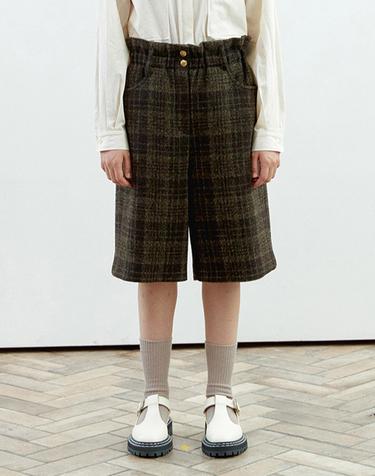 [MOMEN] Khaki Check Half Pants_XMTDSYZB21145