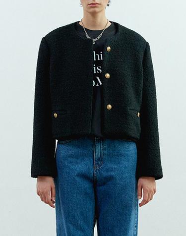 [MOMEN] Vintage Button Blouson Jacket - Black_XMTFUYFA41106