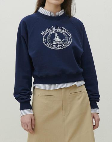 [MOMEN] Sailing Crop Sweat Shirts- Navy_XMTAL3S241156
