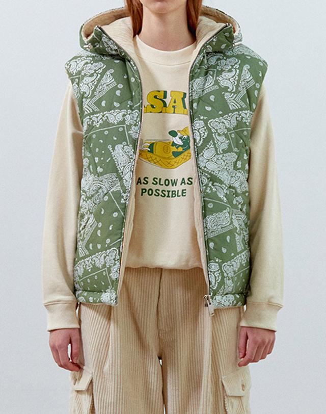 [모먼] [MOMEN] Reversible Casual Padding Vest - Light Green_XMTQCYWC21143