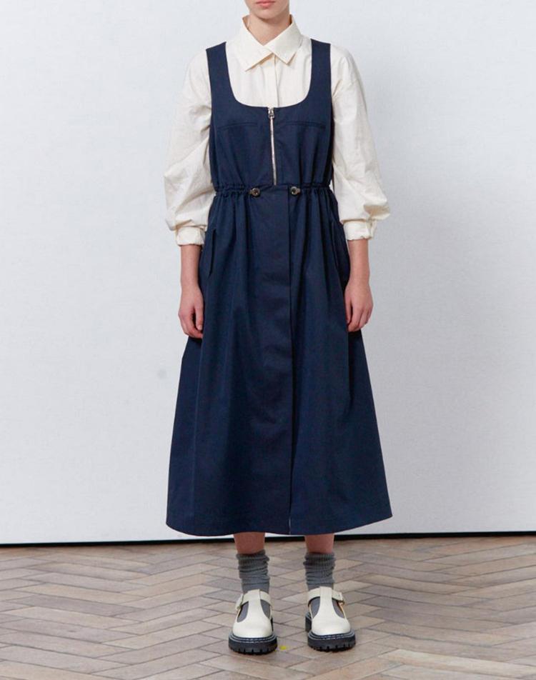 모먼 [모먼] [MOMEN] Zip- Up Point Jumper Skirt - Navy_XMTOAYZA41156