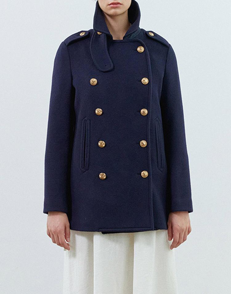 [모먼] [MOMEN] Vintage Button Pea Coat - Navy_XMPESYWC21156