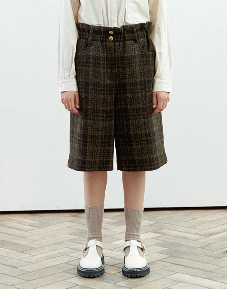 모먼 [MOMEN] Khaki Check Half PantsXMTDSYZB21145