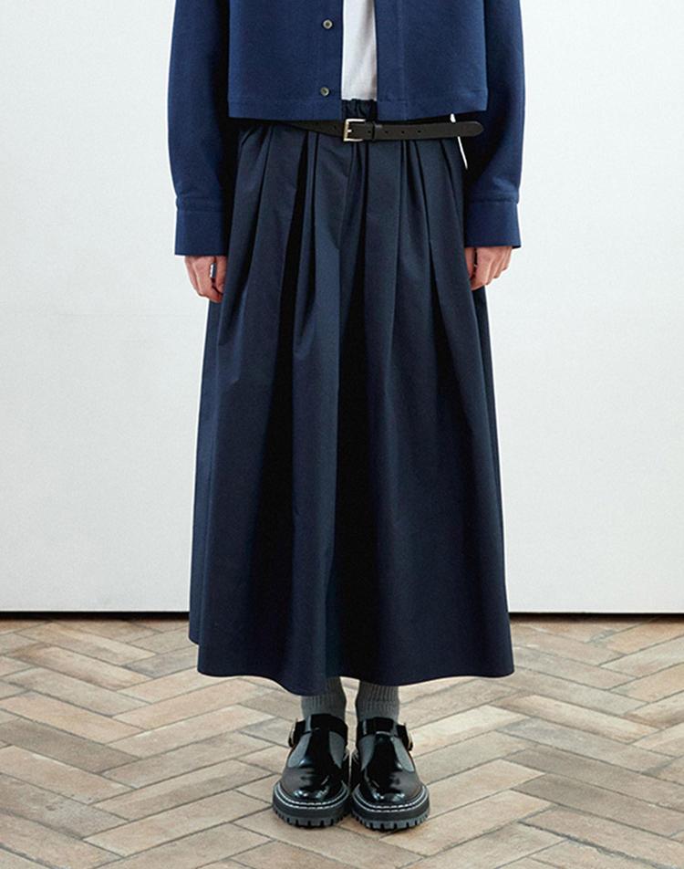 모먼 [모먼] [MOMEN] Every Moment Shirring Skirt- Navy _XMTDKYFA41156