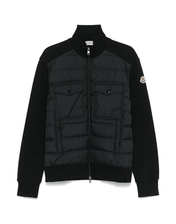 MONCLER [몽클레어] 로고 패치 니트 다운 믹스 집업 블랙 남성 자켓 8G00033 89AHS 999 / TEO