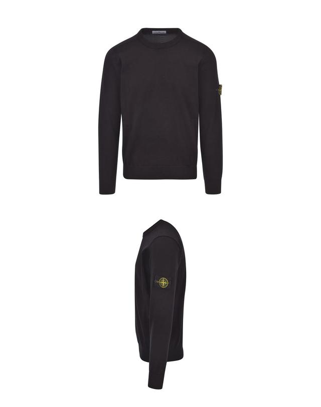 스톤아일랜드 [스톤아일랜드] 24SS 8015540B2 A0029 와펜패치 라운드넥 니트 블랙 남성 니트 / TJ 착용컷