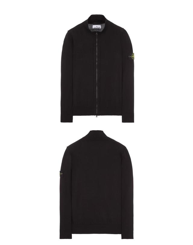 스톤아일랜드 [스톤아일랜드] 24SS 8015542B2 V0029 와펜 면집업 가디건 블랙 남성자켓 / TJ 착용컷