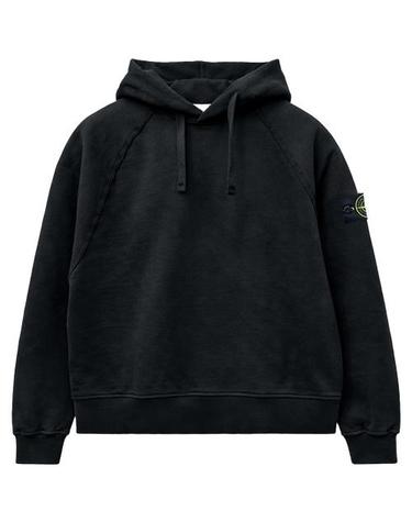 [스톤아일랜드] 25FW 와펜패치 브러싱 오가닉 코튼 후드티셔츠 블랙 남성 티셔츠 K2S156100023 S0A20 V0029 / TFS