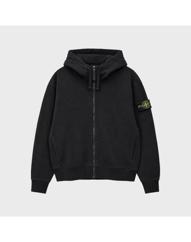 [스톤아일랜드] 26FW 와펜패치 오가닉 코튼 플리스 후드 집업 블랙 남성 자켓 L2S156100009 S0051 V0029 / TFS