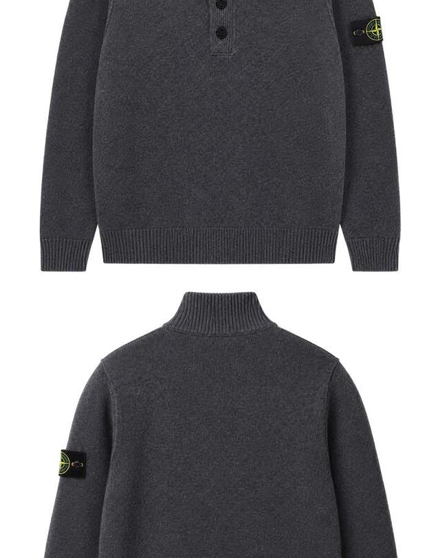 스톤아일랜드 [스톤아일랜드] 26FW 와펜패치 울 블렌드 반집업 니트 차콜 남성 니트 L2S155100040 S00A3 V0M62 / TTA 착용컷