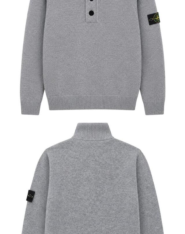 스톤아일랜드 [스톤아일랜드] 26FW 와펜패치 울 블렌드 반집업 니트 그레이 남성 니트 L2S155100040 S00A3 V0M60 / TLS 착용컷