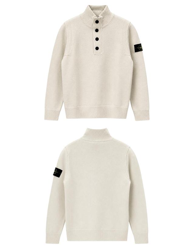 스톤아일랜드 [스톤아일랜드] 26FW 와펜패치 울 블렌드 반집업 니트 아이보리 남성 니트 L2S155100040 S00A3 V0093 / TJ 착용컷