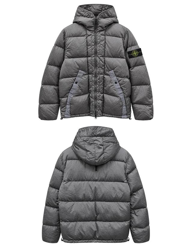 스톤아일랜드 [스톤아일랜드] 26FW 와펜패치 나일론 메탈 립스톱 후드 다운 패딩 그레이 남성 패딩 L2S154100019 S0019 V0060 / TFS 착용컷
