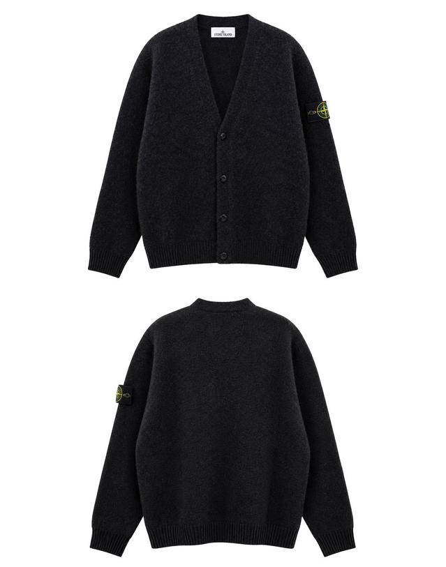 스톤아일랜드 [스톤아일랜드] 26FW 와펜패치 알파카 브이넥 가디건 블랙 남성 자켓 L2S155100046 S0N22 V0029 / TR 착용컷