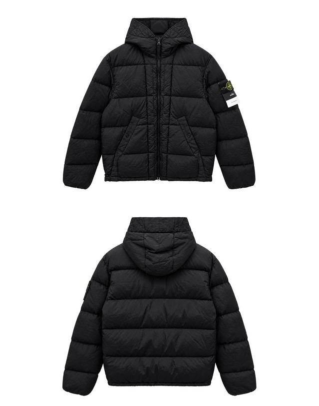 스톤아일랜드 [스톤아일랜드] 26FW 와펜패치 나일론 메탈 립스톱 후드 다운 패딩 블랙 남성 패딩 L2S154100019 S0019 V0029 / TR 착용컷
