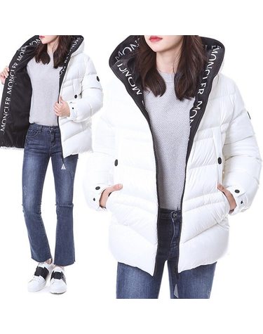 [명품] 몽클레어 CLAIR 러버패치 로고 구스다운 후드 여성 패딩점퍼1A00022 68950 032