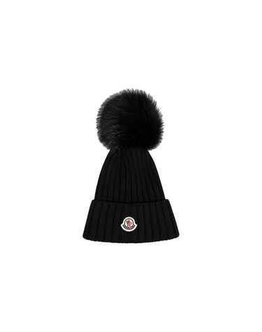 [명품] 몽클 26FW 로고 패치 폼폼 비니 블랙 3B000 39 M1131 999