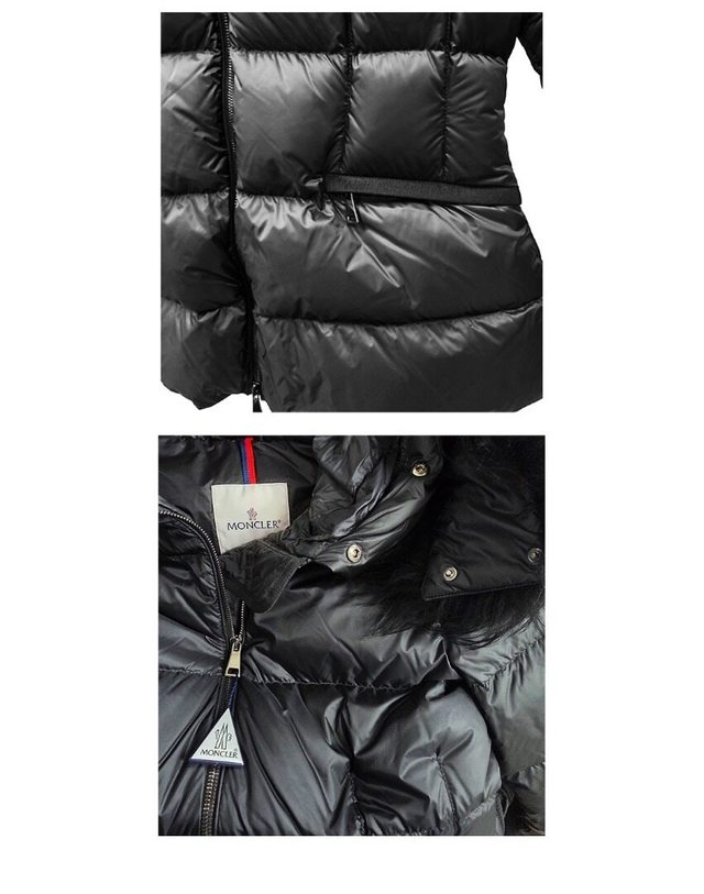 몽클레어 몽클레르 [명품] BOED 보에드 후드 시어링 트리밍 쇼트 다운 자켓 블랙 여성 패딩 1A00099 595FE 999 네이비 착용컷