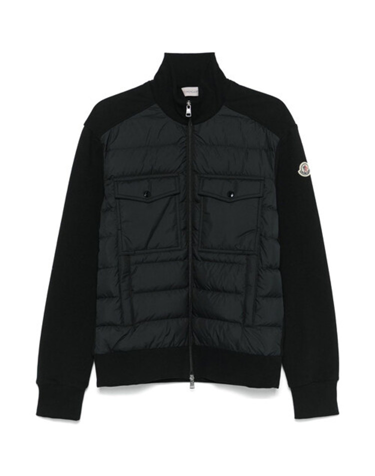 Moncler/리본즈(병행수입) [몽클레르] [명품] 로고 패치 니트 다운 믹스 집업 블랙 남성 자켓 8G00033 89AHS 999 /