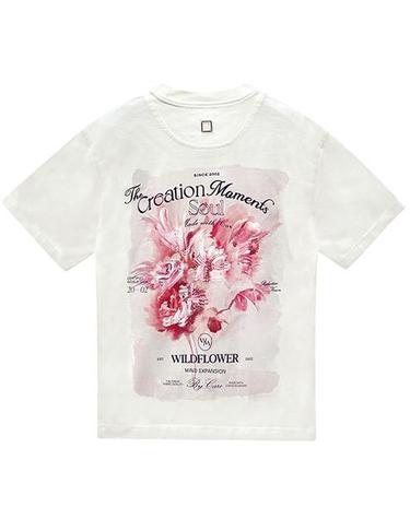 [우영미] 플라워 백로고 티셔츠 아이보리 여성 티셔츠 M251TS06761I / TJ