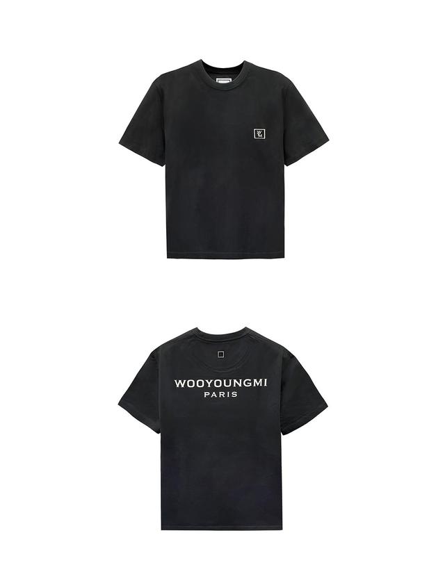 우영미 [우영미] 코튼 백로고 라운드 반팔티셔츠 그레이 남성 티셔츠 W243TS07706G / TSH 착용컷