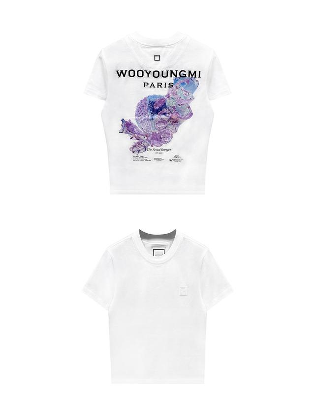 우영미 [우영미] 3D 코랄 백로고 반팔 티셔츠 화이트 여성 티셔츠 M251TS05701W / TR 착용컷