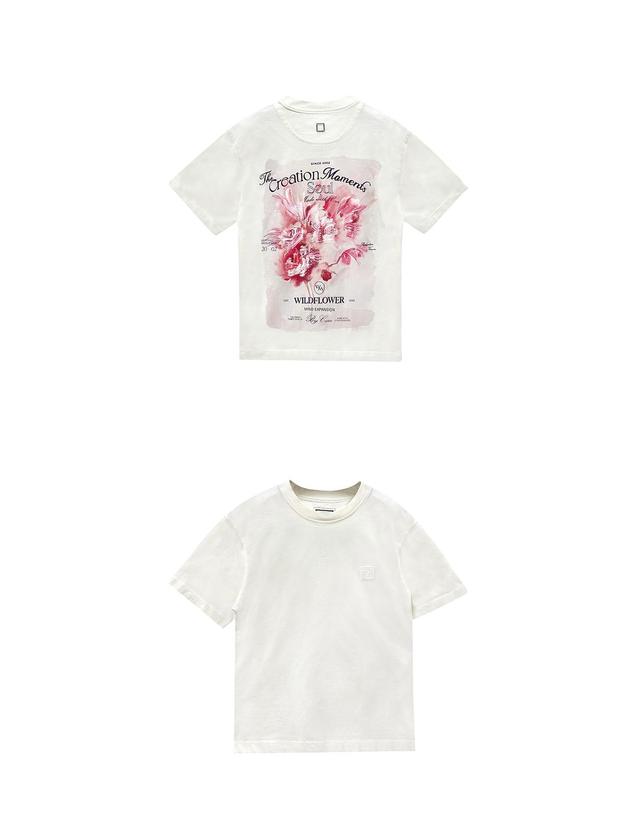 우영미 [우영미] 플라워 백로고 티셔츠 아이보리 여성 티셔츠 M251TS06761I / TJ 착용컷