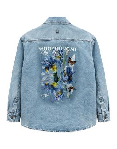[우영미] 26SS 플라워 백로고 데님 셔츠 블루 남성 셔츠 W261SH26882L / TR