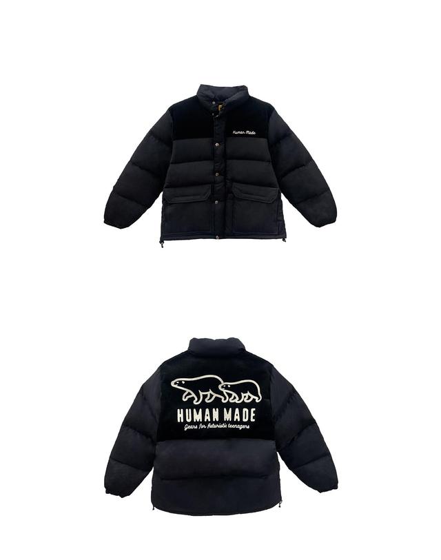 휴먼메이드 [휴먼메이드] HM26JK031 BLK 자수로고 다운 패딩 자켓 블랙 남성 패딩 / TJ 착용컷