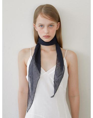 big ray shape stripe dot pattern scarf (SC007_navy)