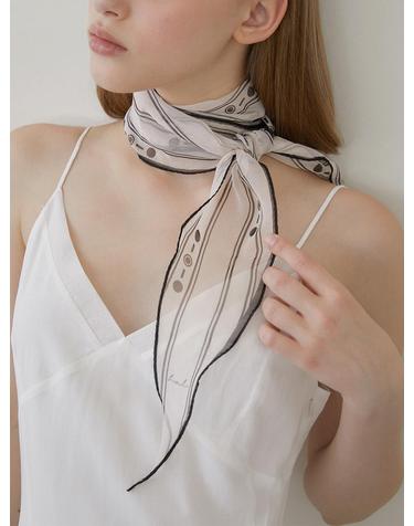 big ray shape new pattern chiffon scarf (SC005_ivoryblack)