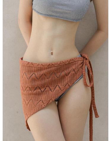 diamond pattern triangle layered wrap skirt (WS001_brown)