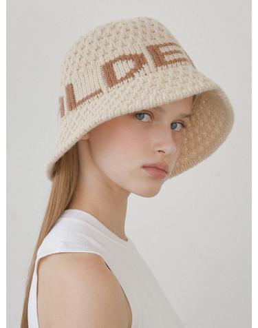halden logo knit bucket hat (C068_beigebrown)