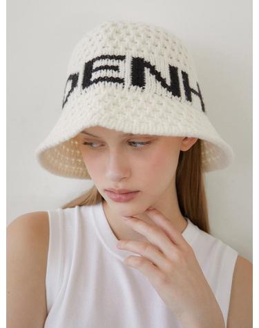 halden logo knit bucket hat (C068_ivoryblack)
