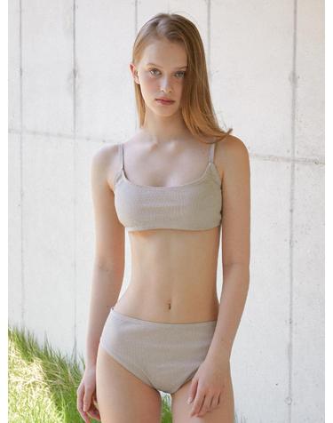 fine stripe seersucker bikiniset (S003_beigewhite)