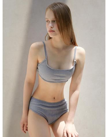 fine stripe seersucker bikiniset (S003_bluewhite)