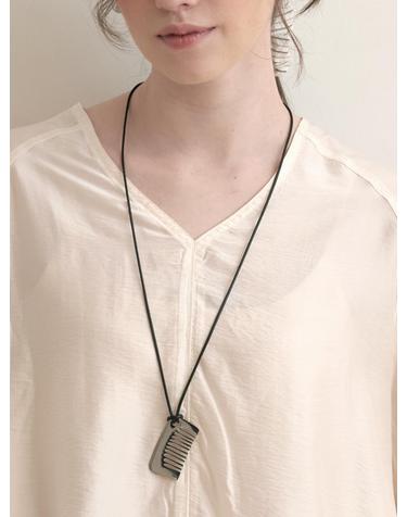 logo comb pendant necklace (N032_silver)
